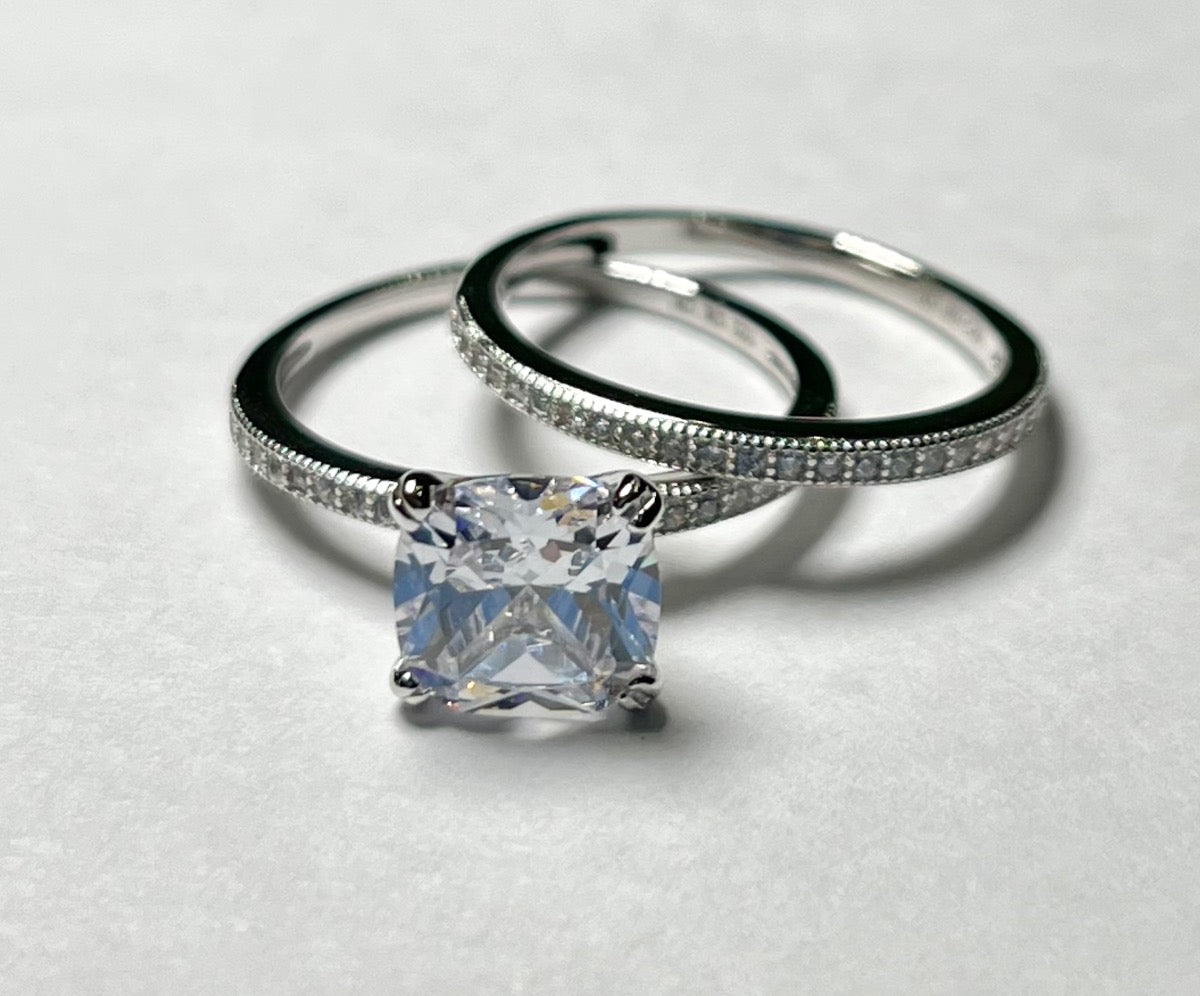 Silver Set Engagement Ring with CZ