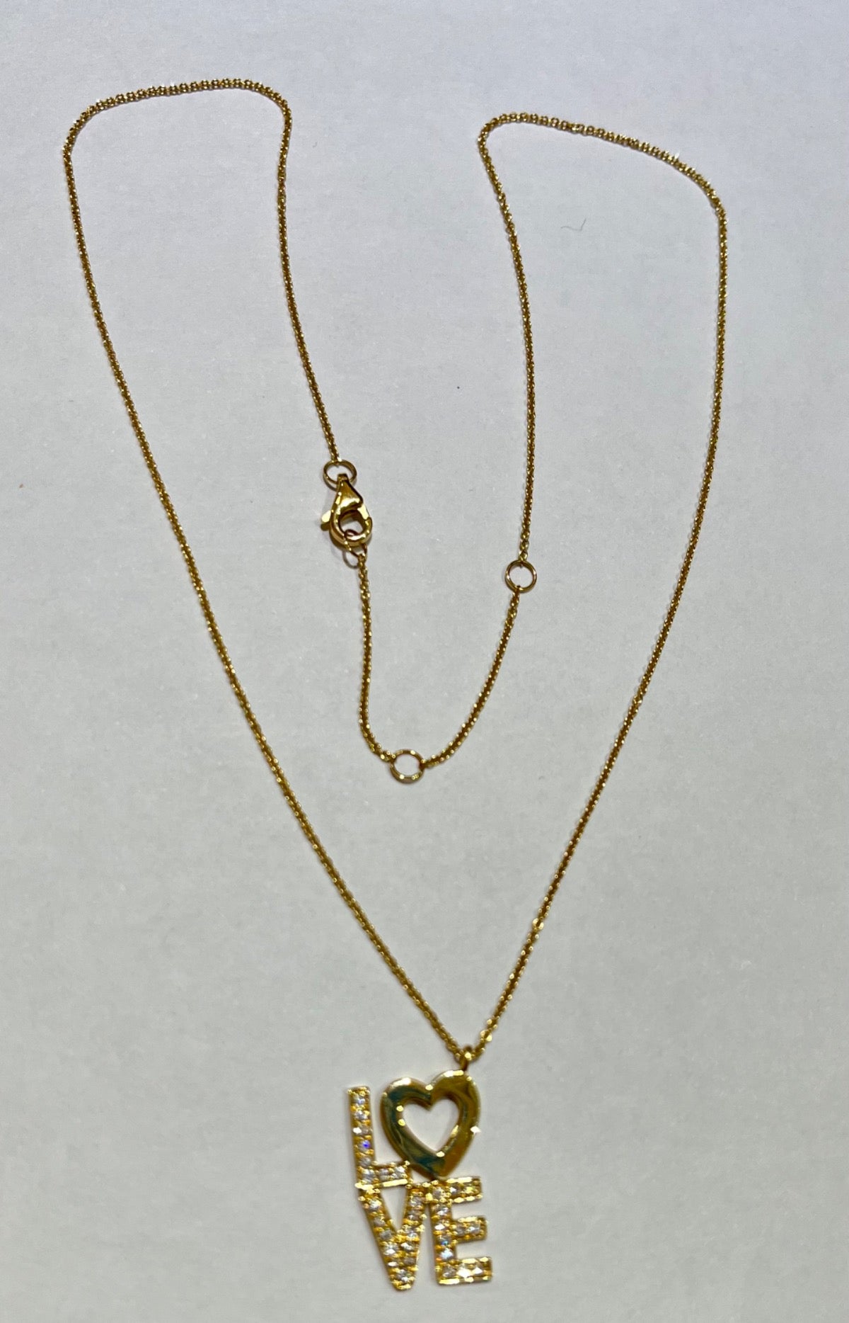 18K Yellow Gold Love Charm Necklace Set with Diamond