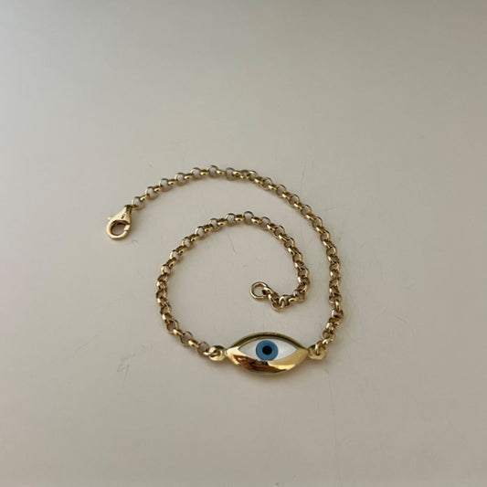 14K Yellow Gold Eye  Bracelet with CZ