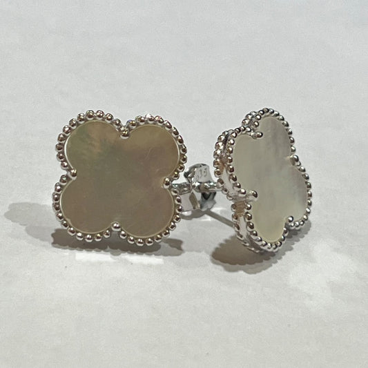 Silver Four Leaf Clover  Earring