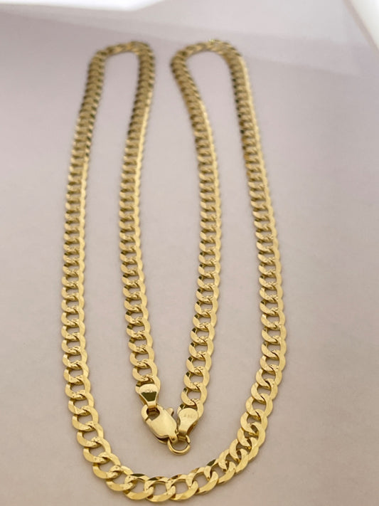 14K Yellow Gold Diamond Cut Cuban Link Chain