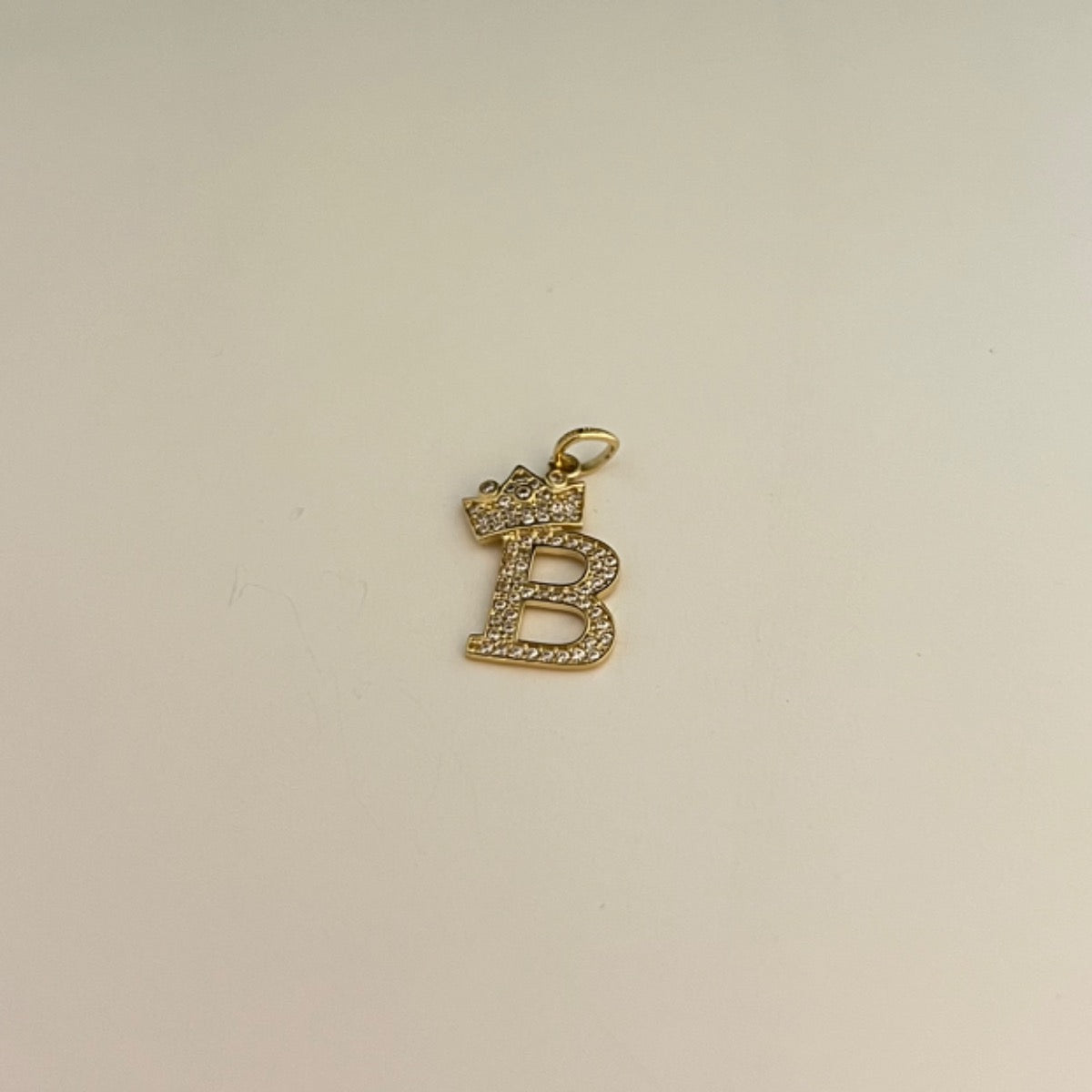 14K Yellow Gold Letter “B”  Pendant with CZ