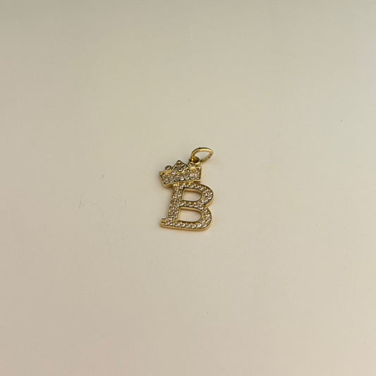 14K Yellow Gold Letter “B”  Pendant with CZ