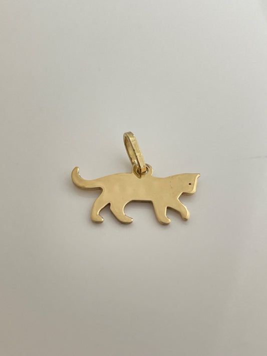 18K Yellow Gold Cat  Pendant