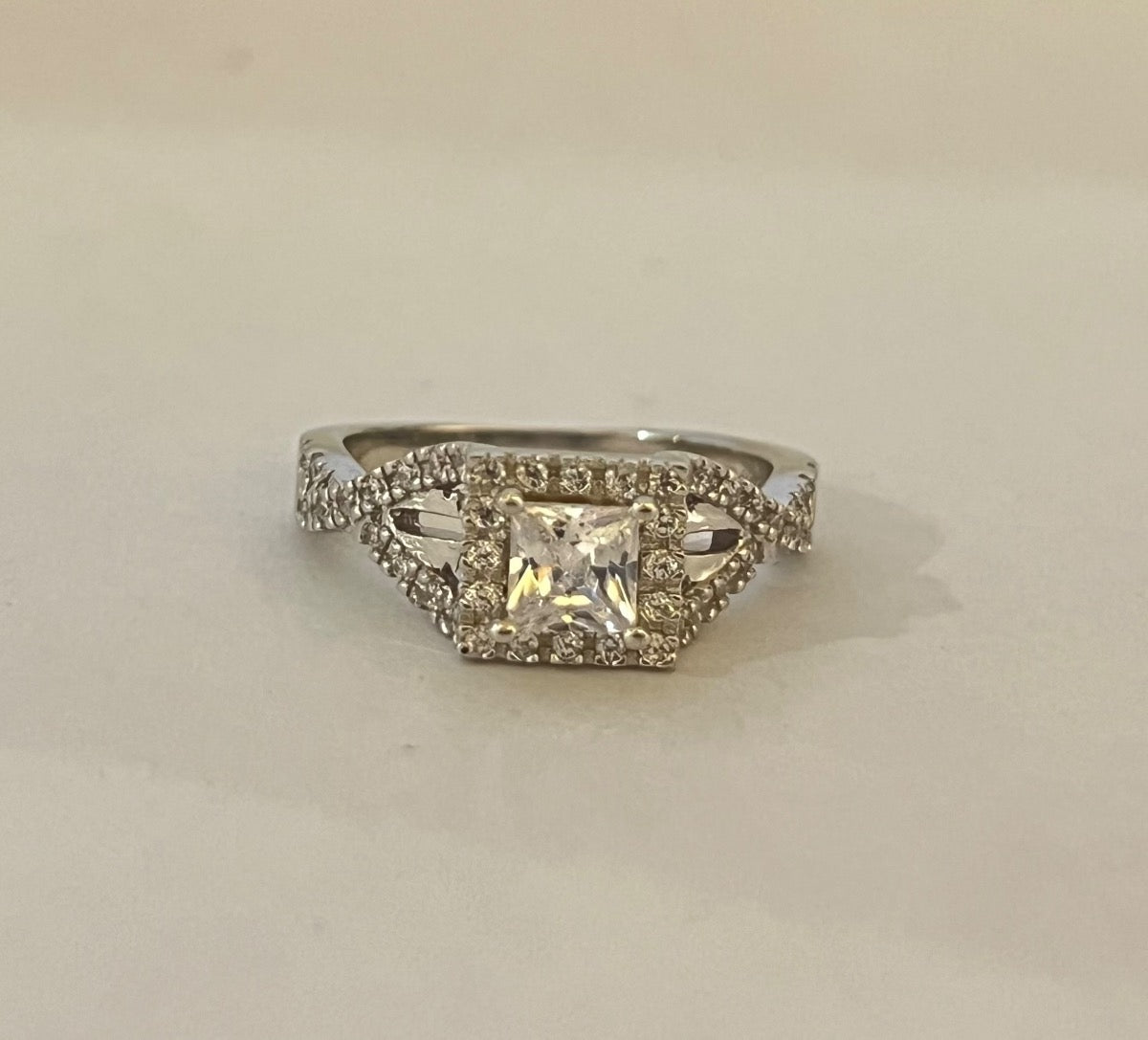 Silver  Engagement Ring with CZ