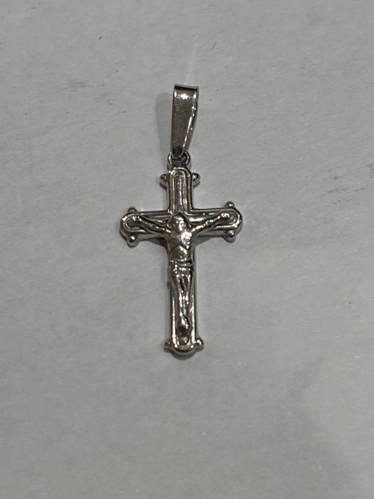 White Silver Cross With Jesus Pendant