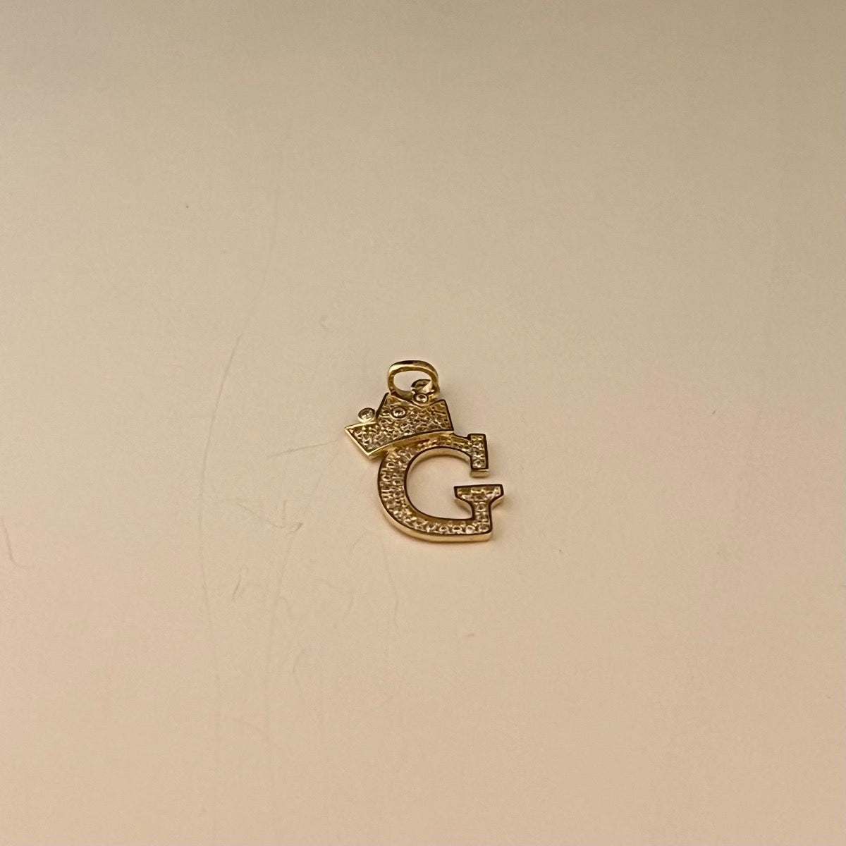 14K Yellow Gold Letter “G”  Pendant with CZ