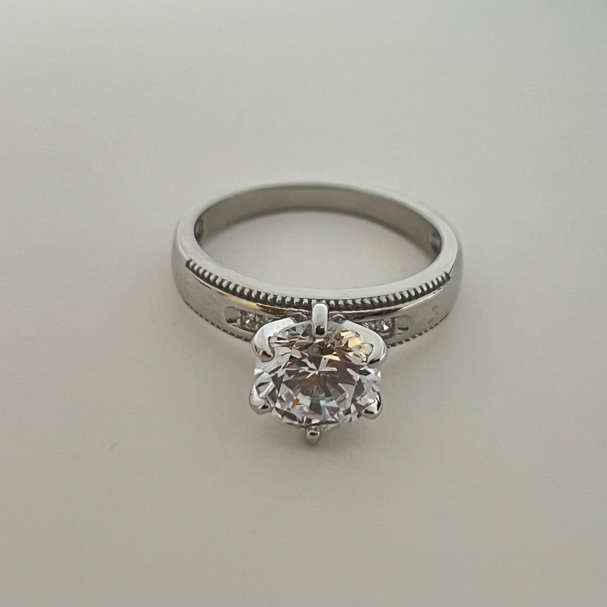 Silver  Engagement Ring with CZ