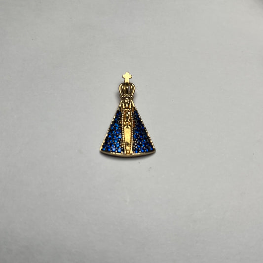 18K Yellow Gold Our Lady Of Aparecida Charm with CZ