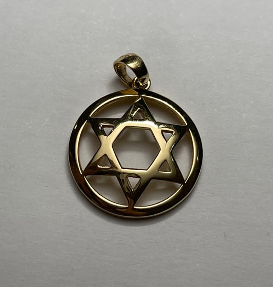 18K Yellow Gold David Star  Pendant