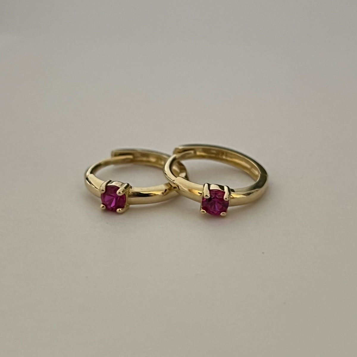 14K Yellow Gold Hoop  Earring with CZ
