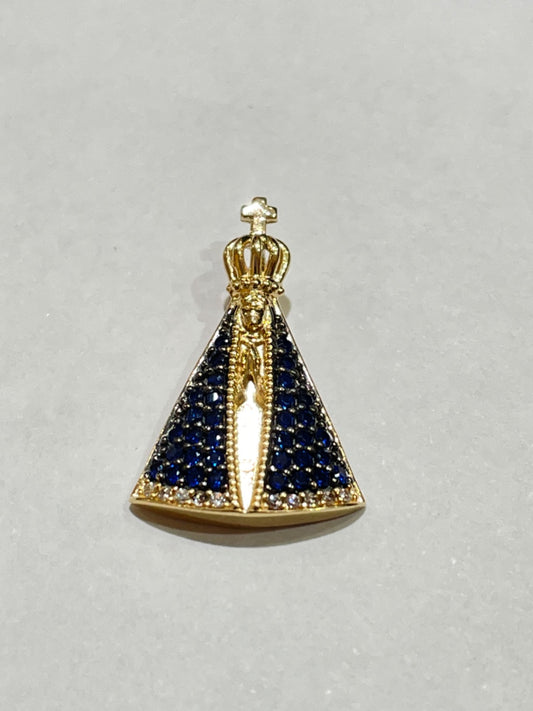 18K Yellow Gold Our Mother  Pendant with CZ