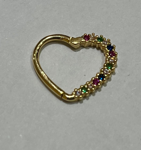 18K Yellow Gold Heart  Piercing with CZ