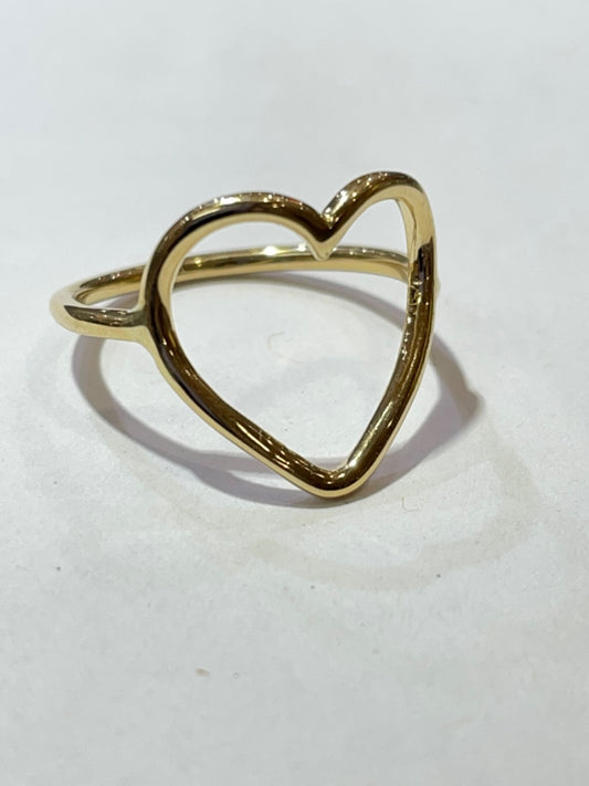 18K Yellow Gold Heart  Ring