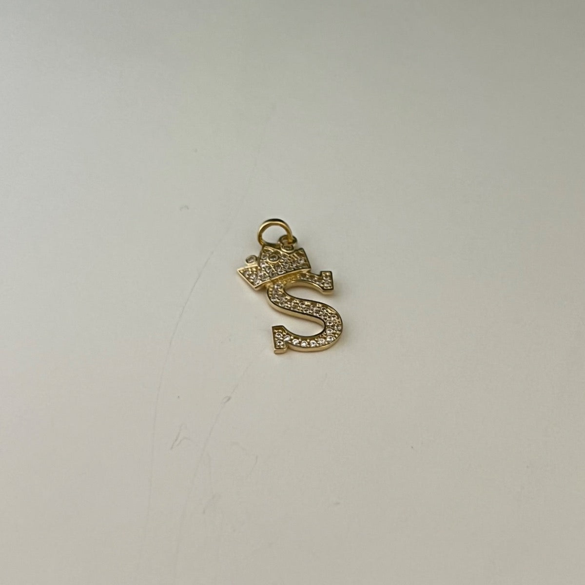 14K Yellow Gold Letter “S” Pendant with CZ