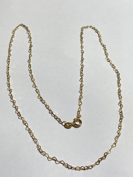 18K Yellow Gold Heart Link  Chain