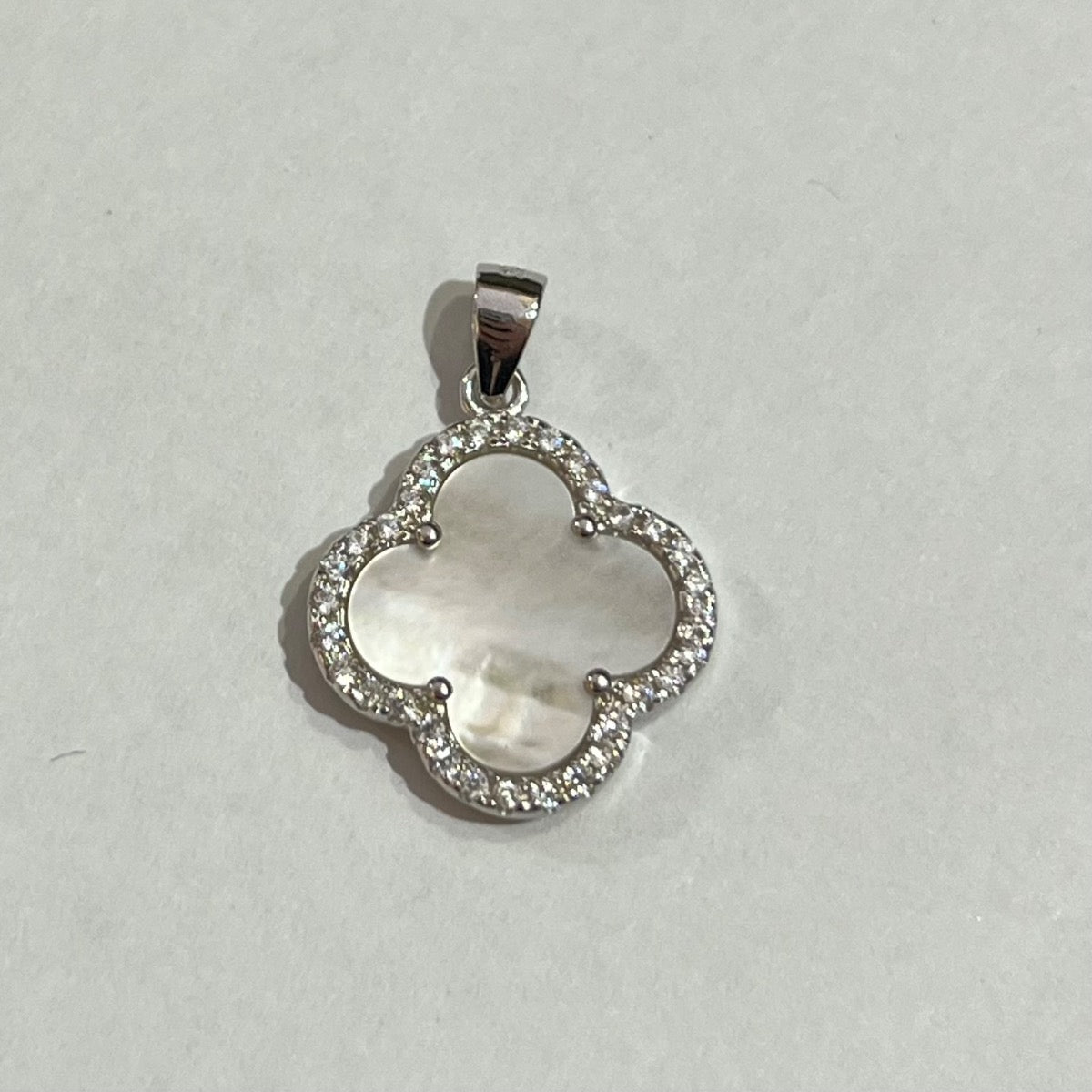 Silver Four Leaf Clover  Pendant with CZ