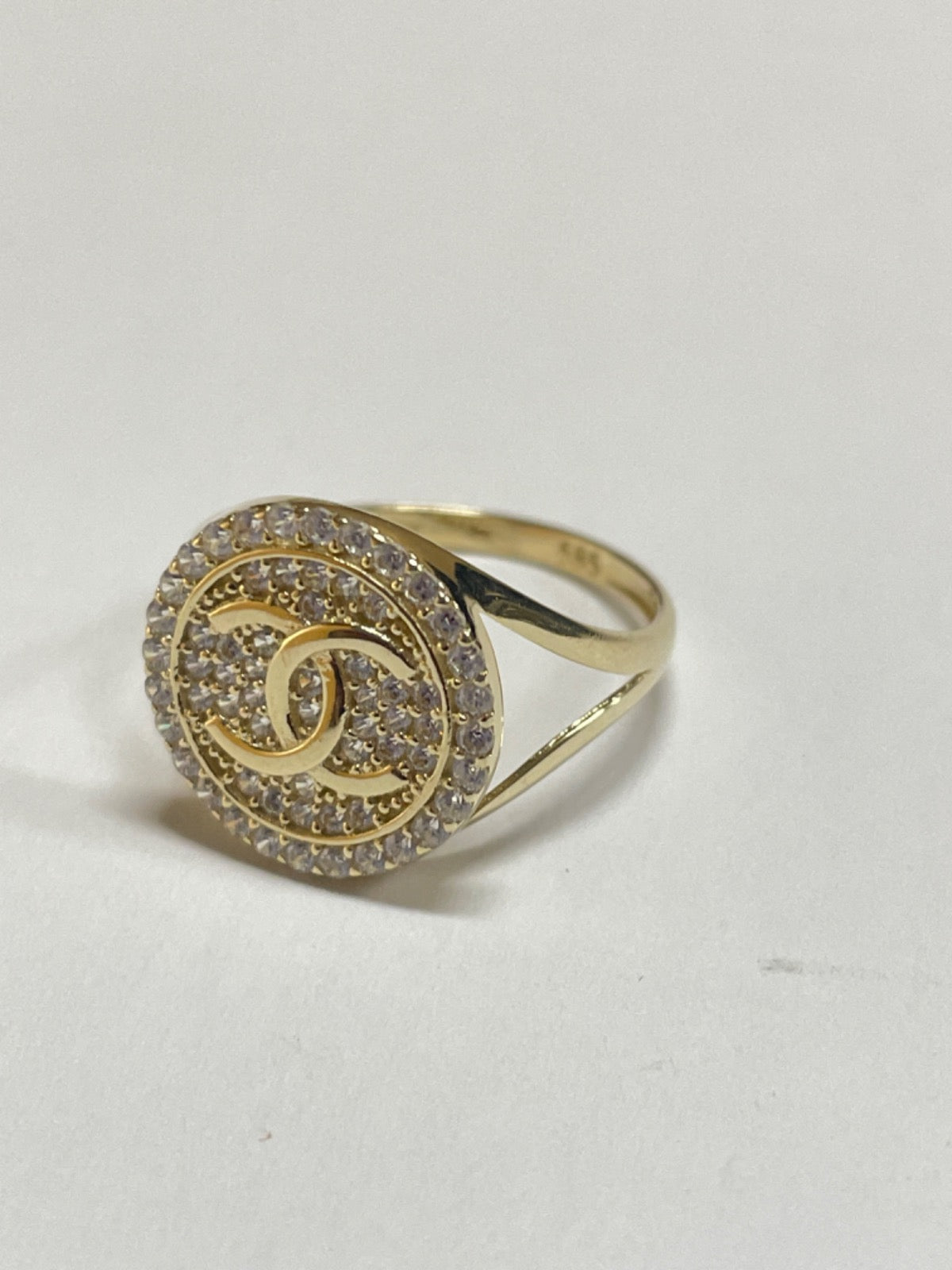 14K Yellow Gold Chanel Ring with CZ