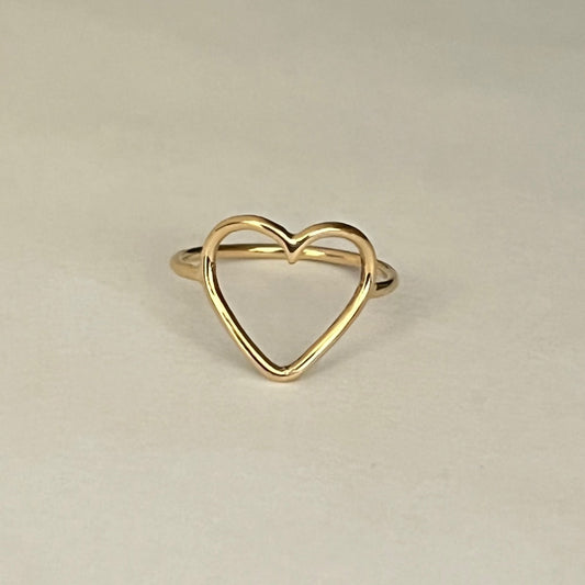 18K Yellow Gold Heart Ring