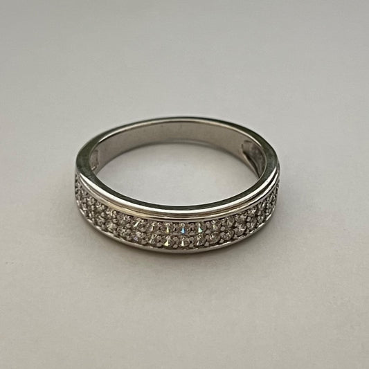 Silver  Wedding Band with CZ