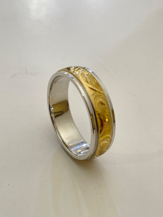 18K Two-Tone Gold  Wedding Band