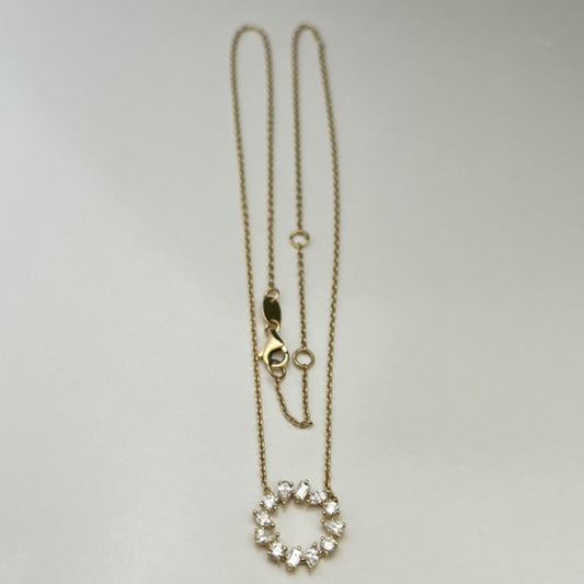 18K Yellow Gold  Charm Necklace Set with Diamond