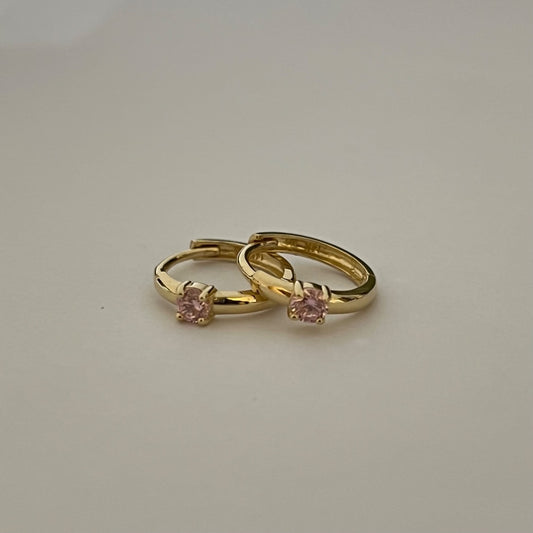 14K Yellow Gold Hoop Earring with CZ