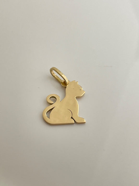 18K Yellow Gold Cat  Pendant