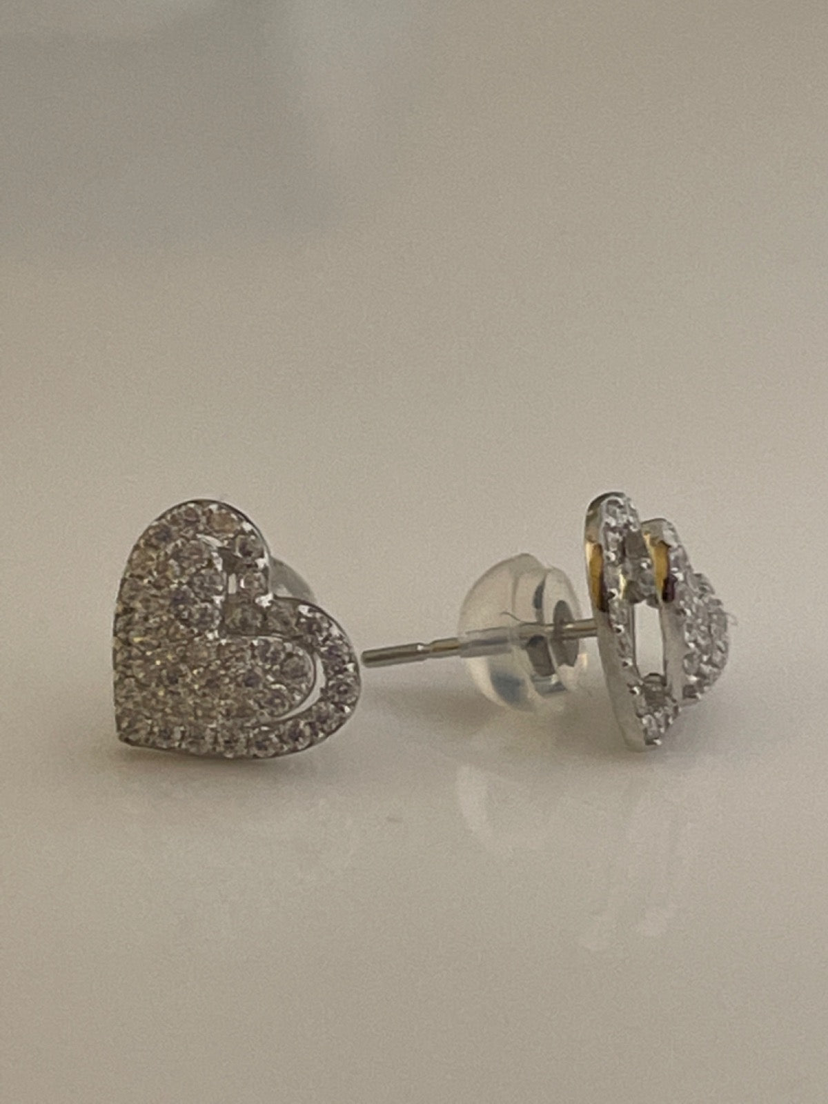 14K White Gold Heart  Earring with CZ