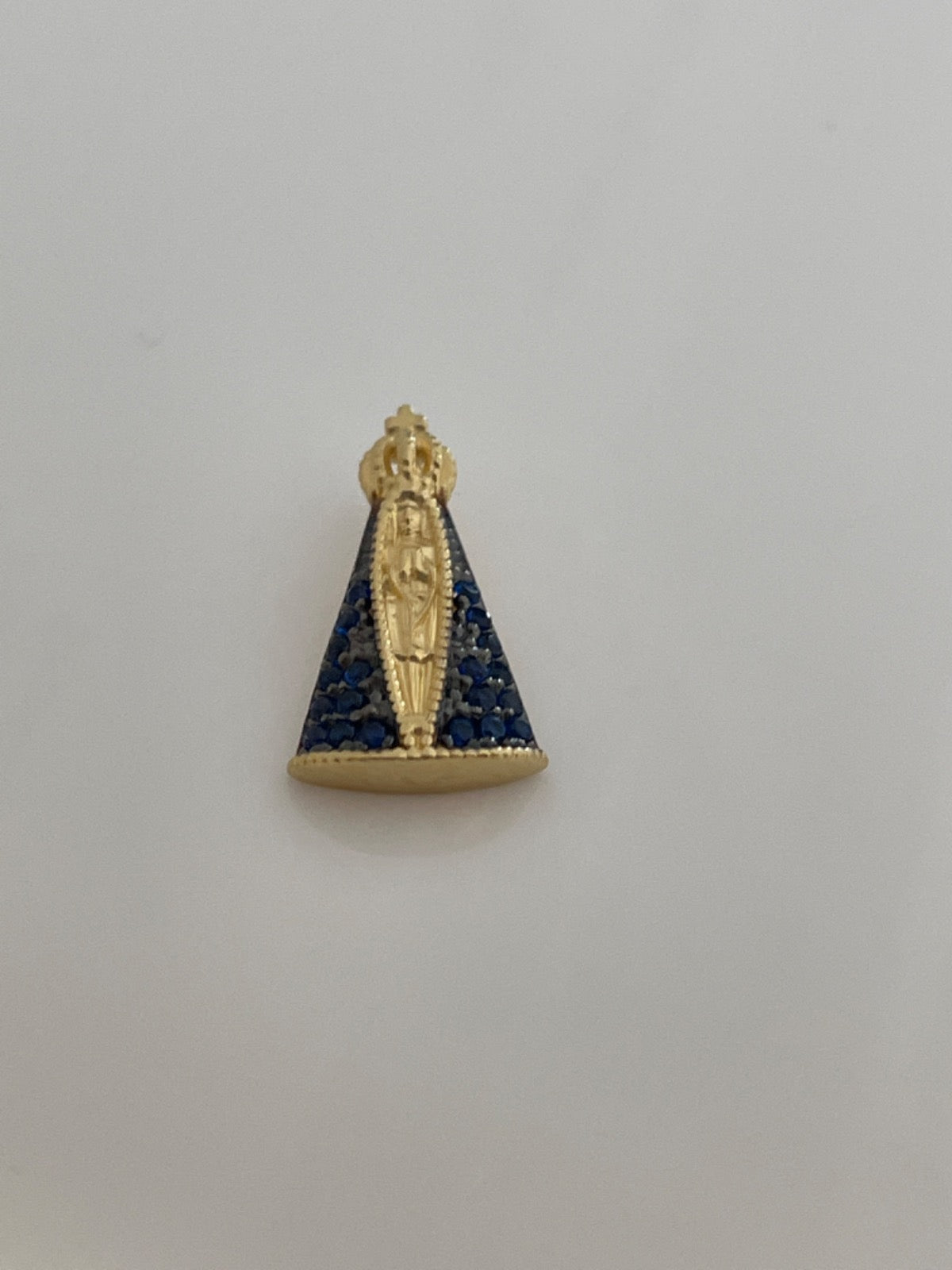 18K Yellow Gold Our Lady Pendant with CZ