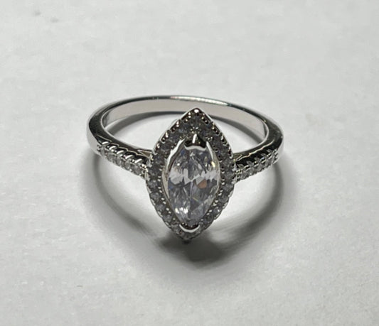 Silver  Engagement Ring with CZ