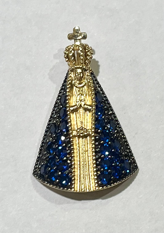 18K Yellow Gold “Nossa Senhora” Pendant with CZ