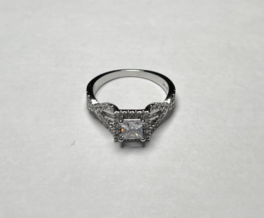 Silver  Engagement Ring with CZ