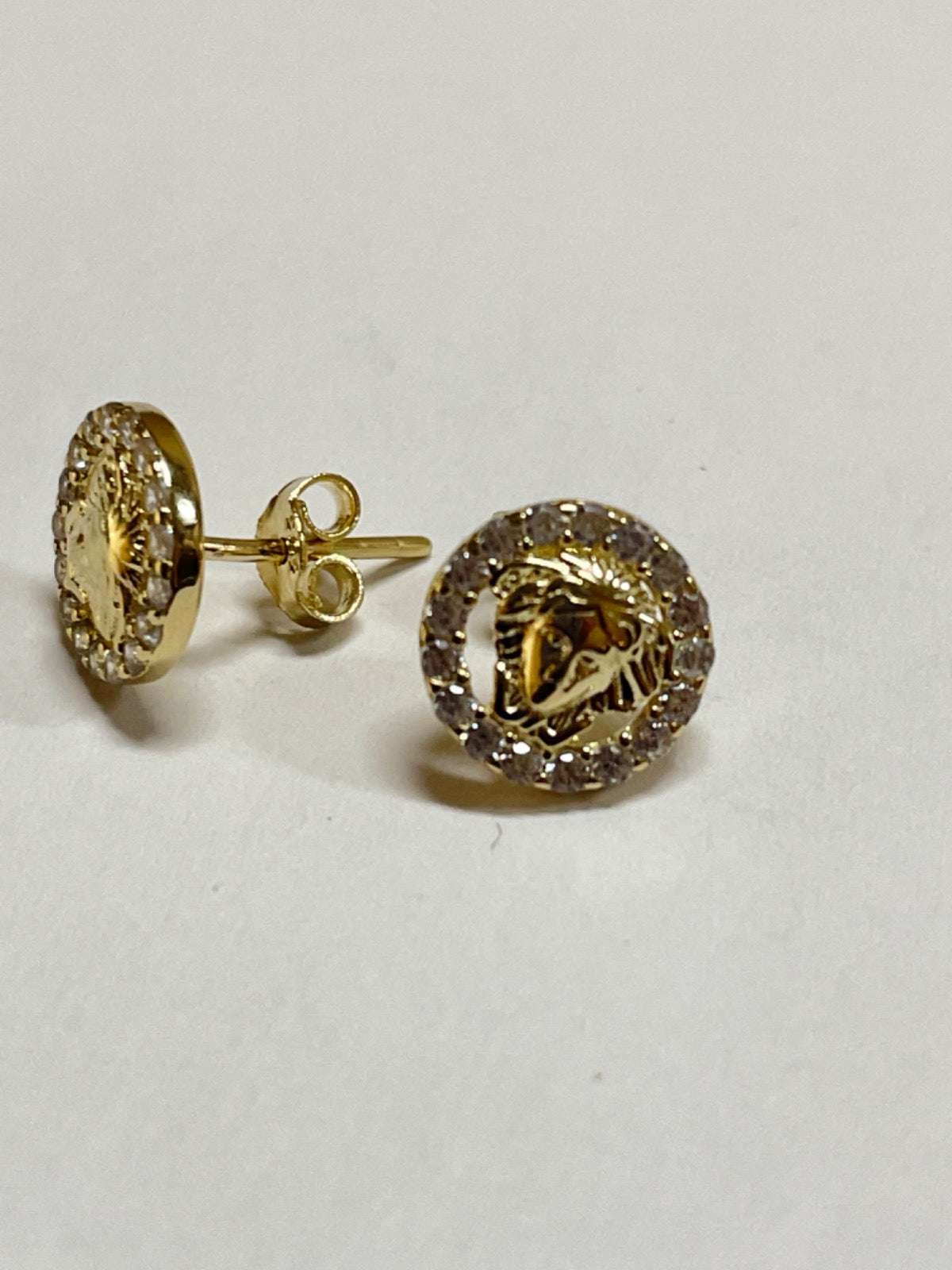 14K Yellow Gold Versace Earring with CZ