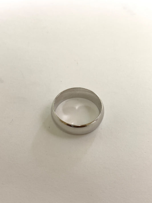 White Silver Plain Wedding Band