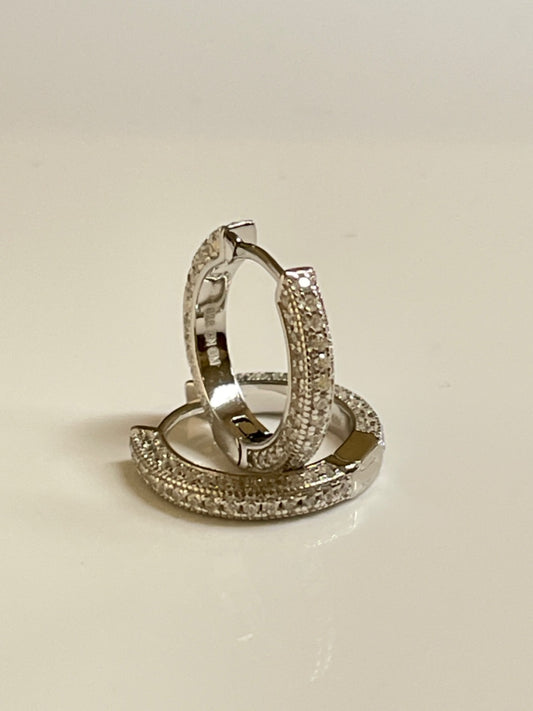 Silver Hoop Earring with CZ