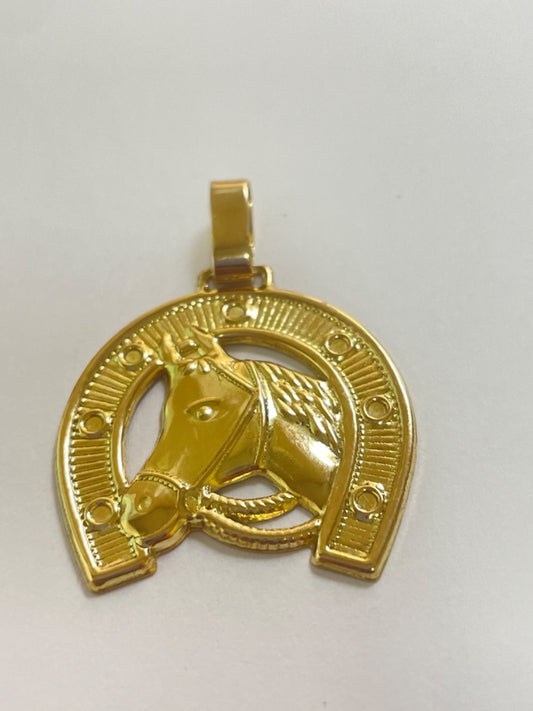 18K Yellow Gold Horse Shoes Pendant