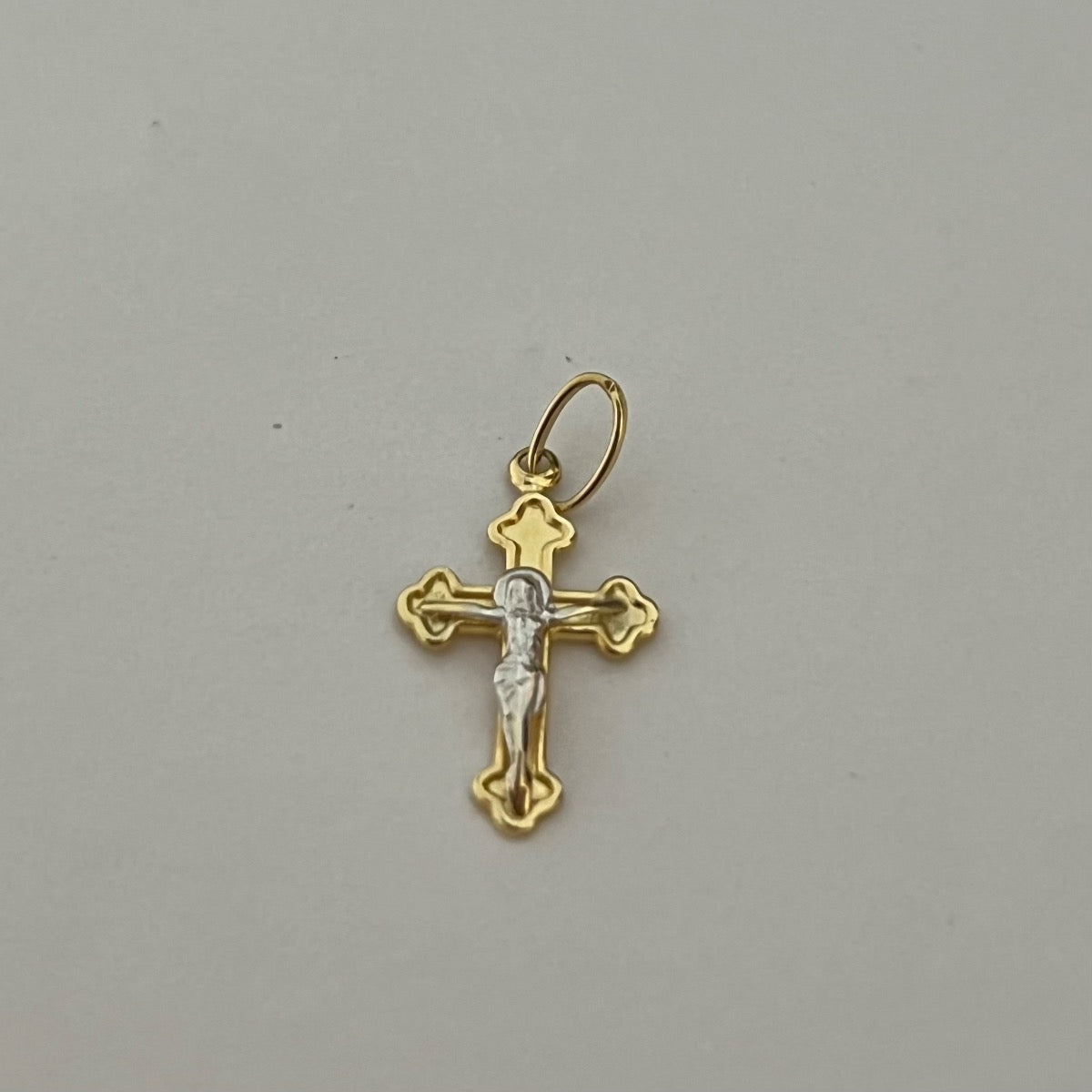 18K Two-Tone Gold Cross With Christ  Pendant