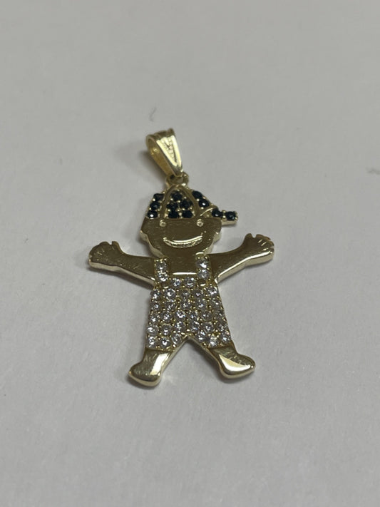 14K Yellow Gold Boy Pendant with CZ