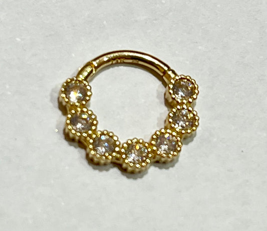 14K Yellow Gold Hoop Piercing with CZ