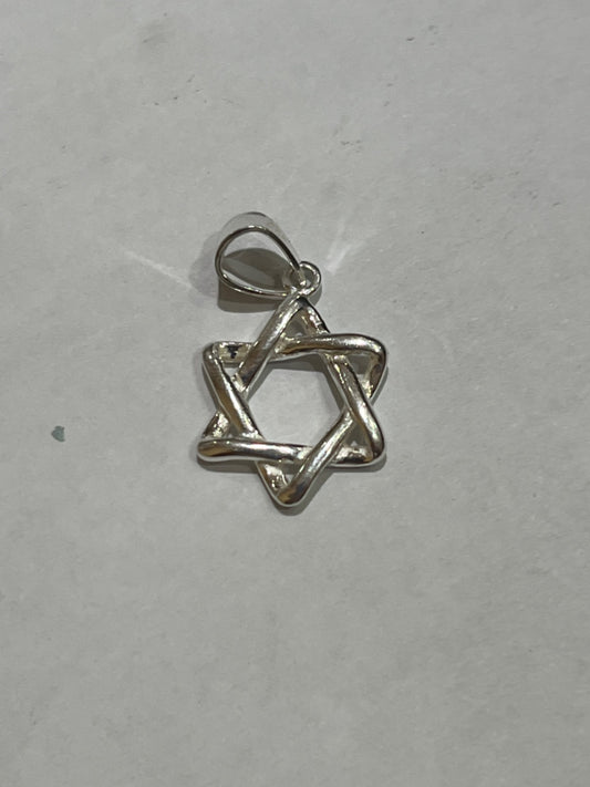 White Silver Star Of David Pendant