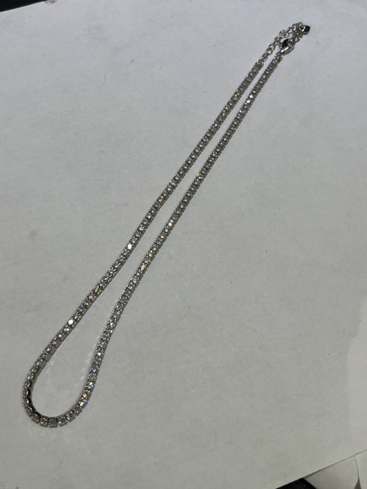 White Silver Tennis Necklace with CZ