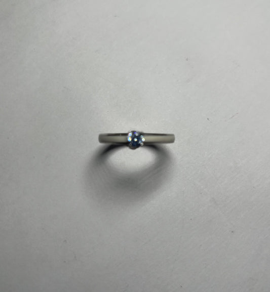 Silver  Wedding Band with Mother Of Pearl and CZ