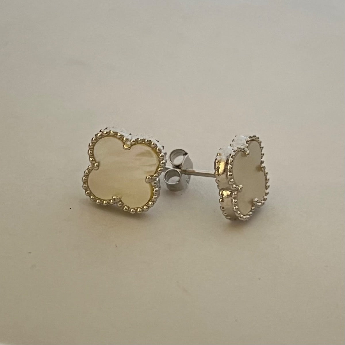 Silver Four Leaf Clover  Earring