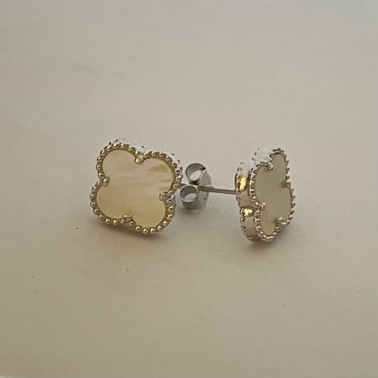 Silver Four Leaf Clover  Earring