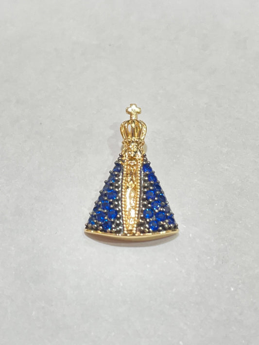 18K Yellow Gold Our Mother  Pendant with CZ