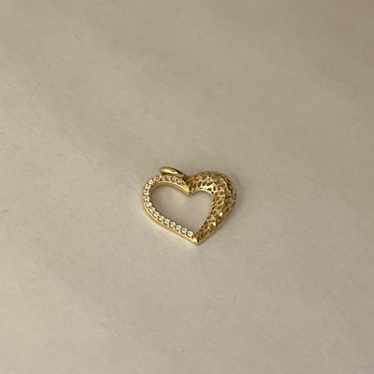 18K Yellow Gold Heart Pendant with CZ